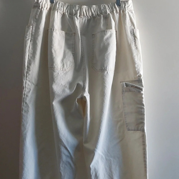 Cotton Canvas Utility Parachute Cargo Joggers Ivory Cream Size 14 Baggy - Picture 6 of 7